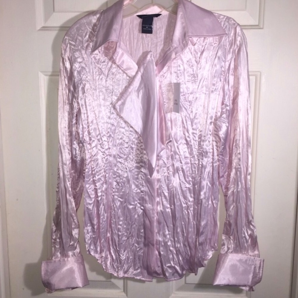 Moda International Pale Pink Crinkle Button Shirt